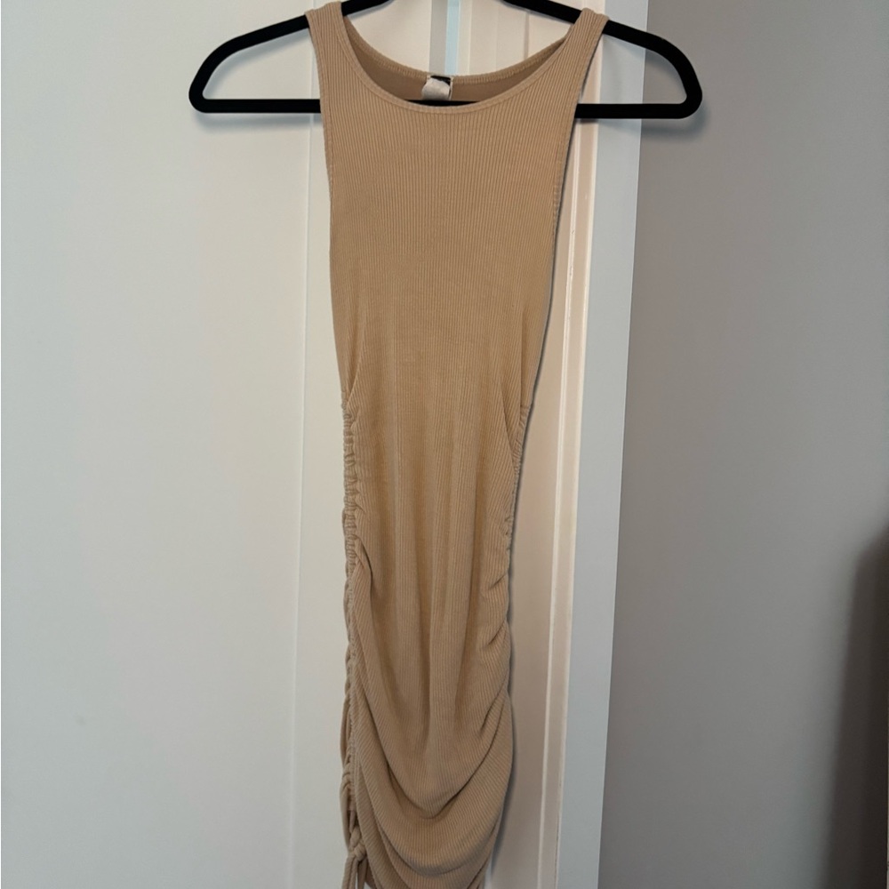Windsor Tan Halter Bodycon Dress for Night Out